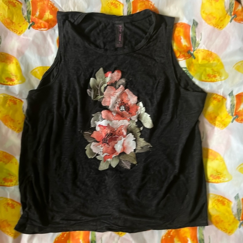 Betsy Johnson ultra soft STAY WILD Heather Gray sleeveless tee Small